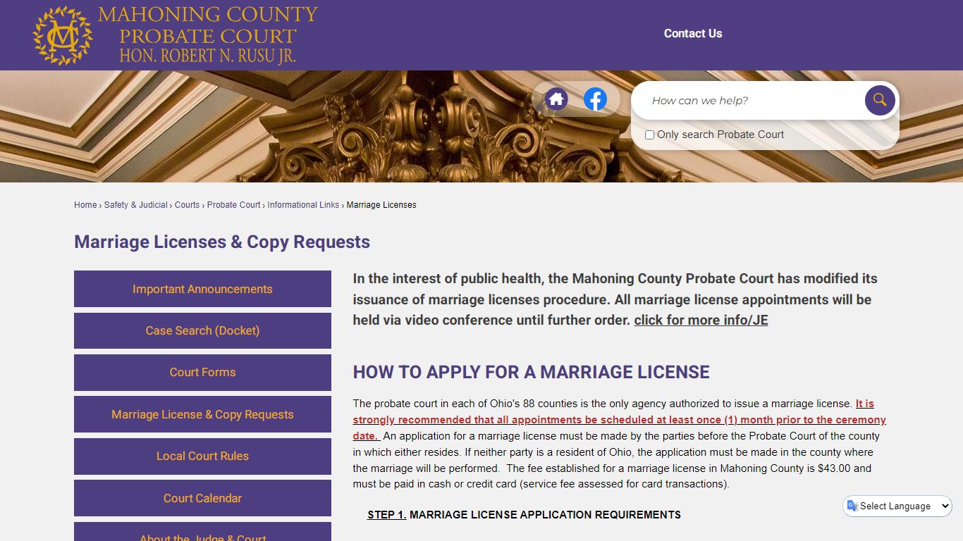 Marriage Licenses & Copy Requests | Mahoning County, OH